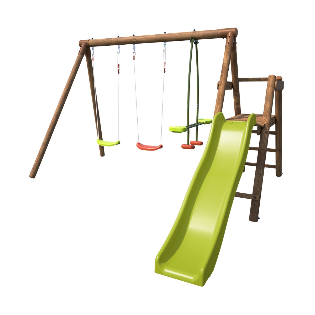 Soulet Speeltoestel Figue met Glijbaan, Dubbele Schommel en Wip