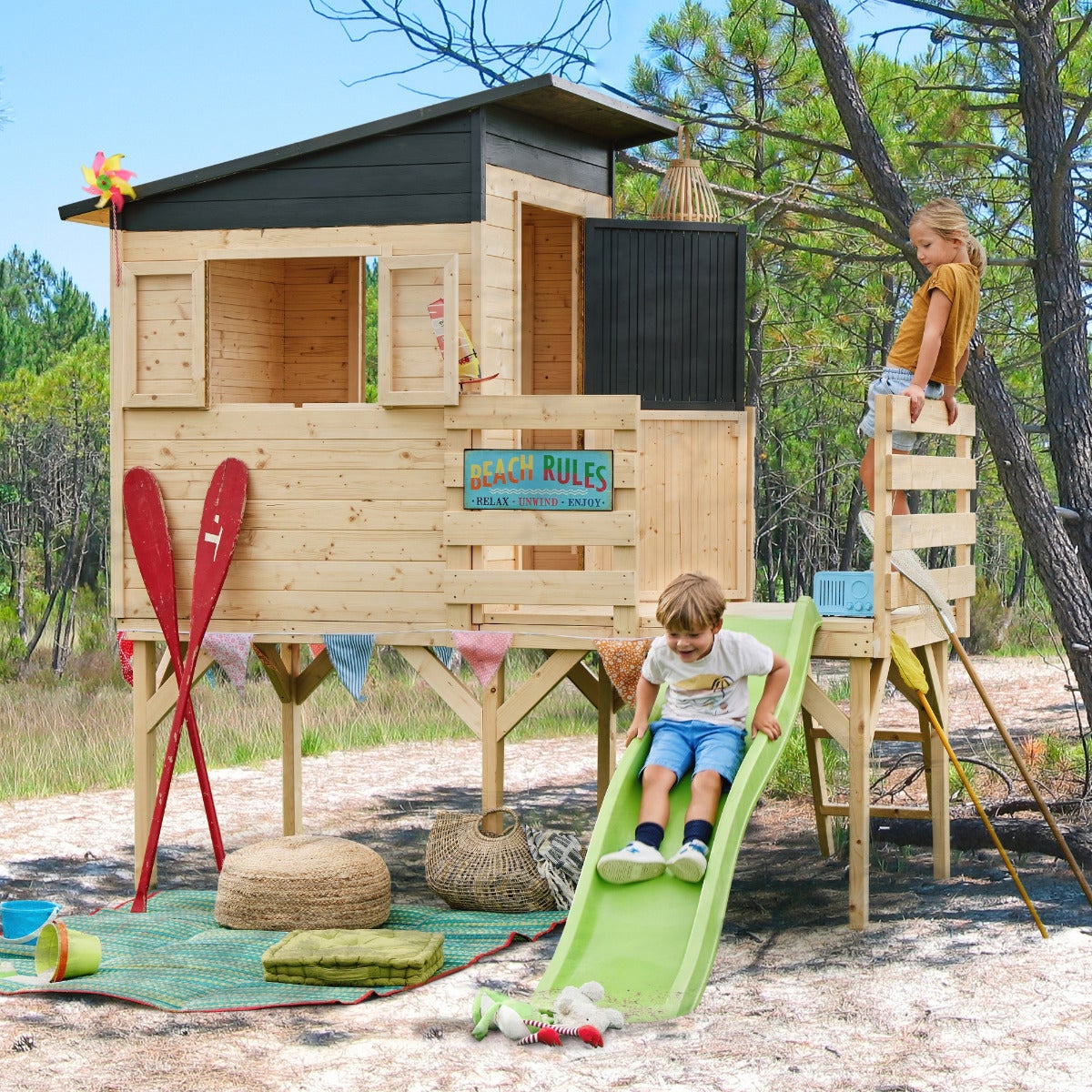 Soulet Verhoogd Speelhuis Portland met Glijbaan