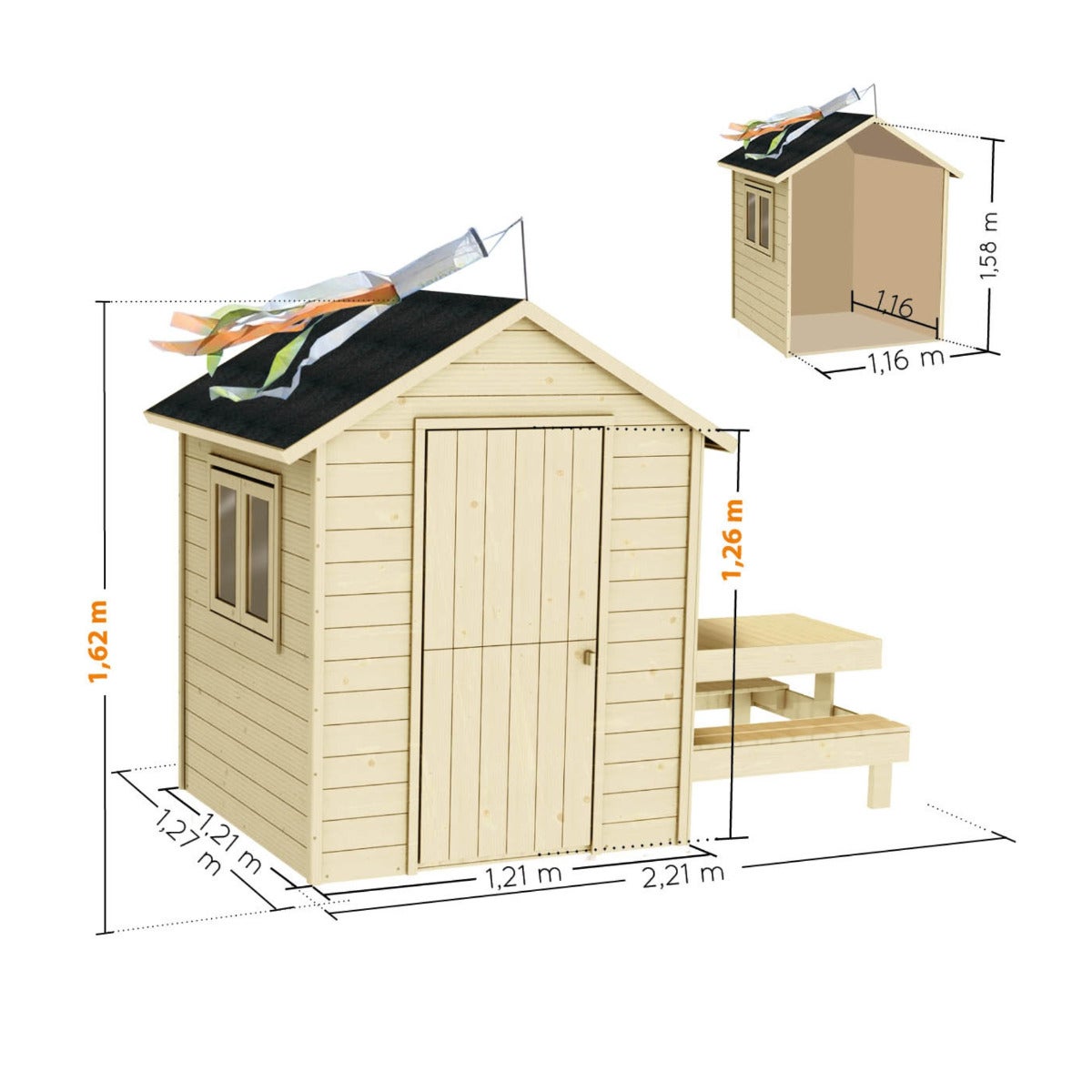 Soulet Speelhuis Tiana met Picknicktafel en Dakleer 127 x 221 cm