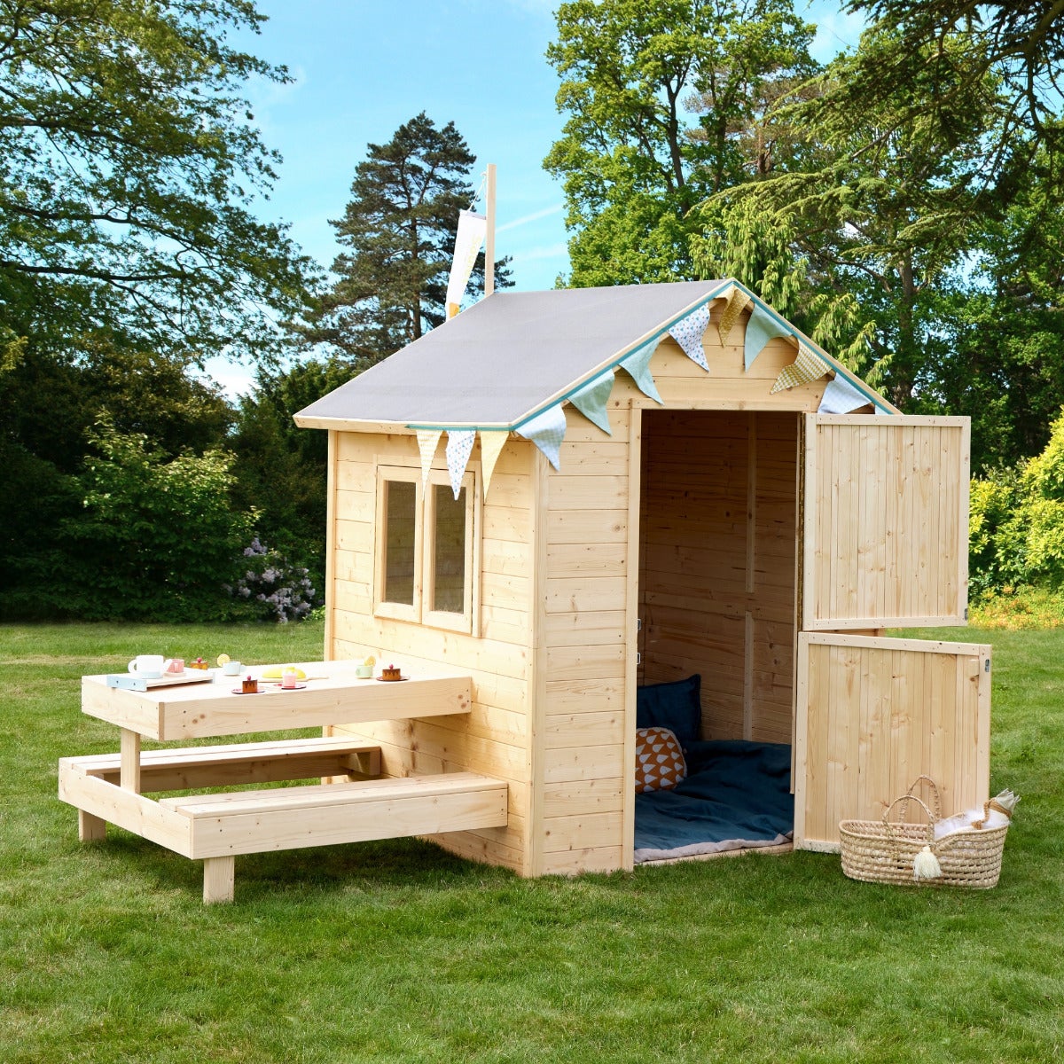 Soulet Speelhuis Tiana met Picknicktafel en Dakleer 127 x 221 cm