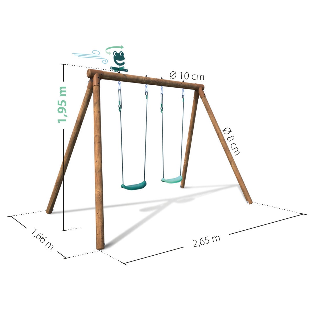 Soulet Dubbele Schommel Alizée Hout Vrijstaand 190 x 265 cm