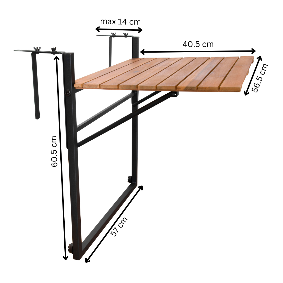Balkontafel Bono Uitklapbaar Acaciahout 57 x 43 x 60 cm
