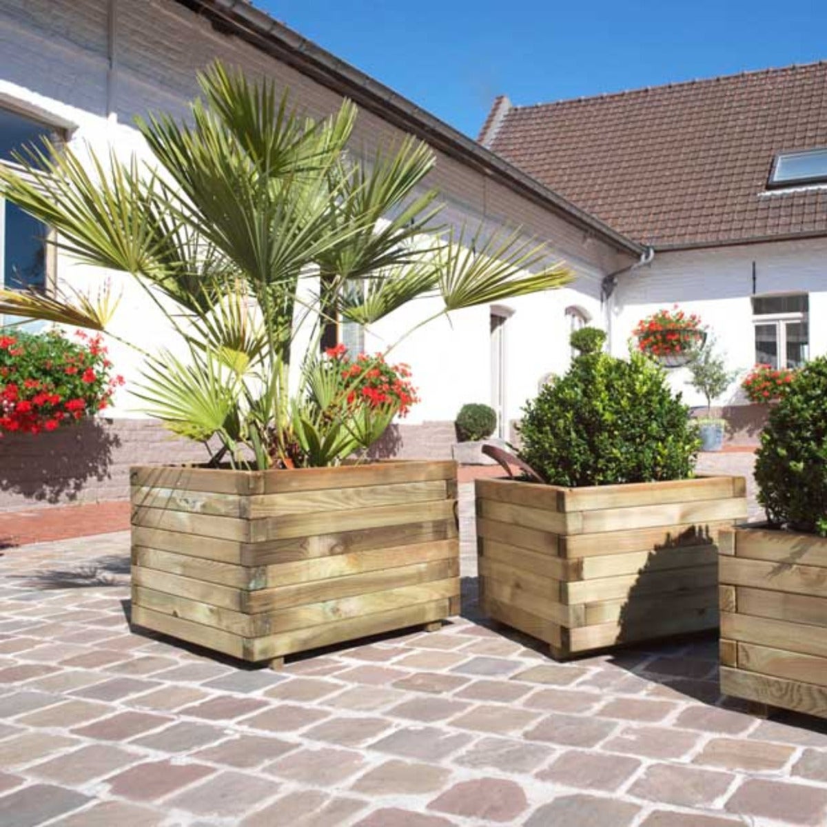 Plantenbak met Worteldoek en handgrepen Grenen 60 x 60 cm