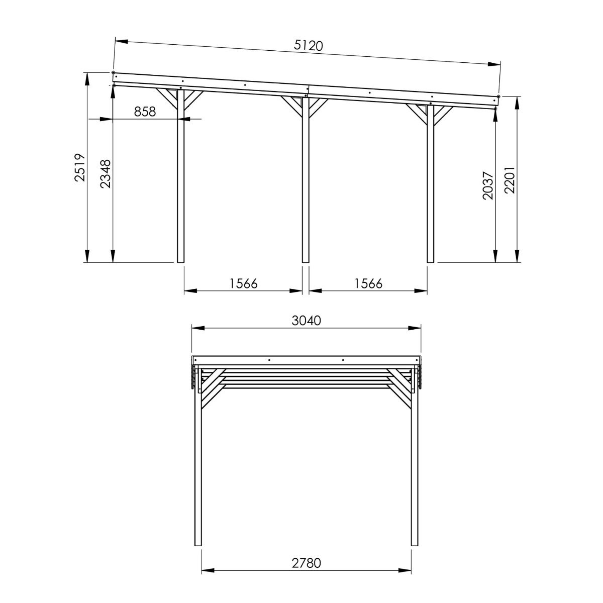 Carport Jean Geïmpregneerd 14,2 m²