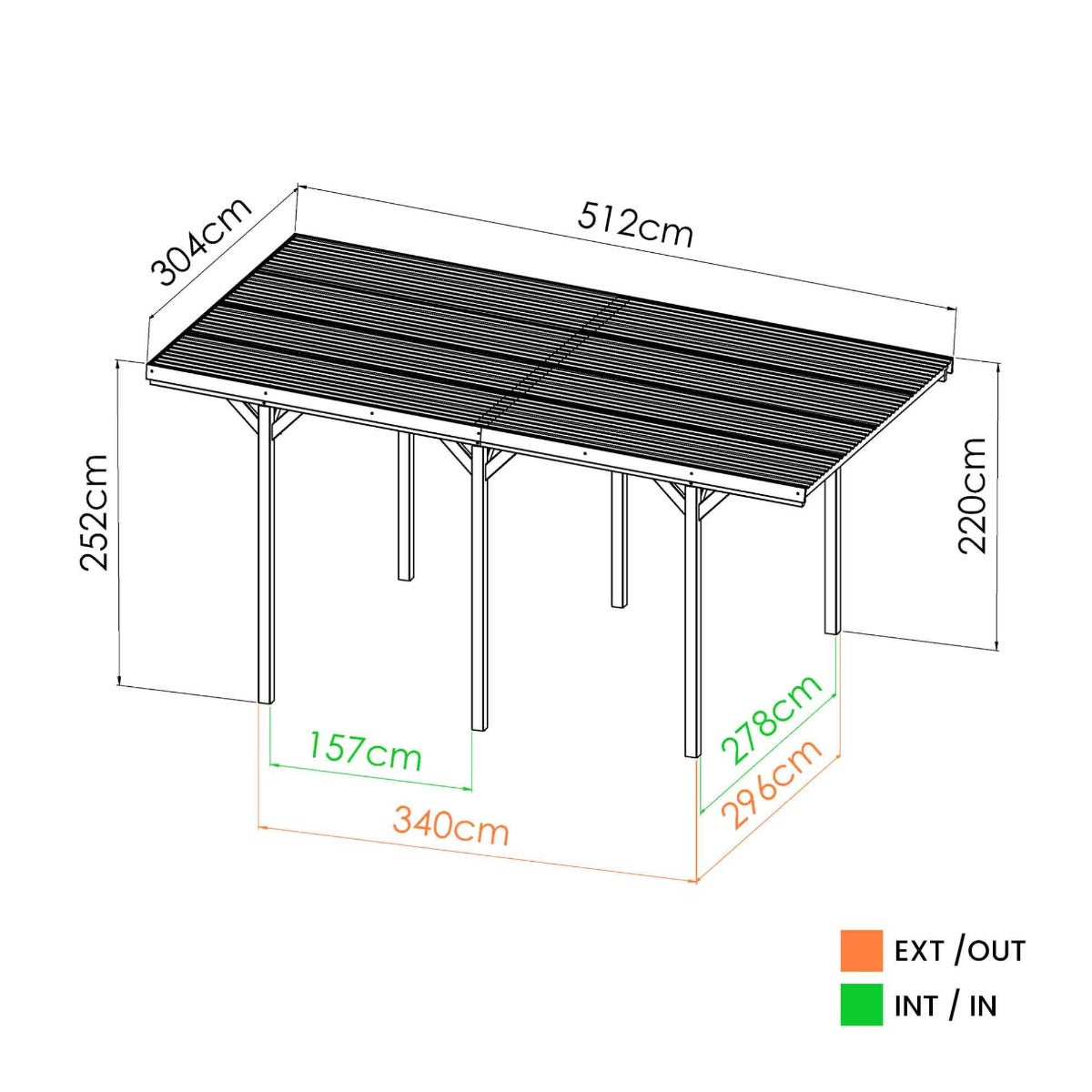 Carport Jean Geïmpregneerd 14,2 m²