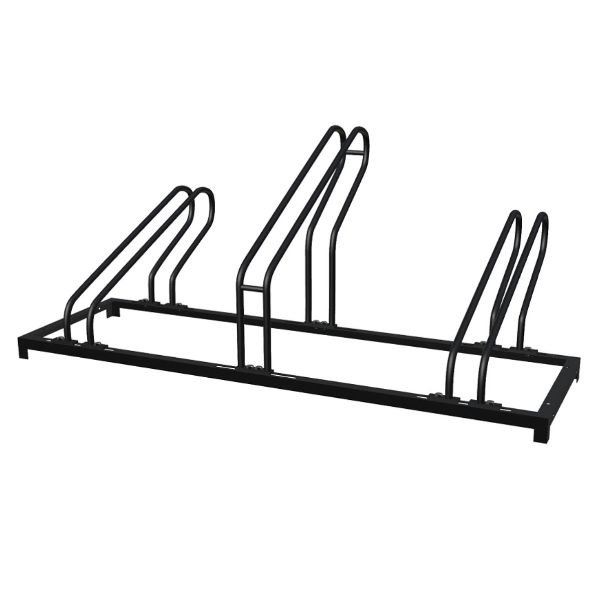 Fietsenrek Zwart Geschikt voor 3 Fietsen of Fatbikes - 118 x 37 x 35/44 cm Verstelbaar Rek