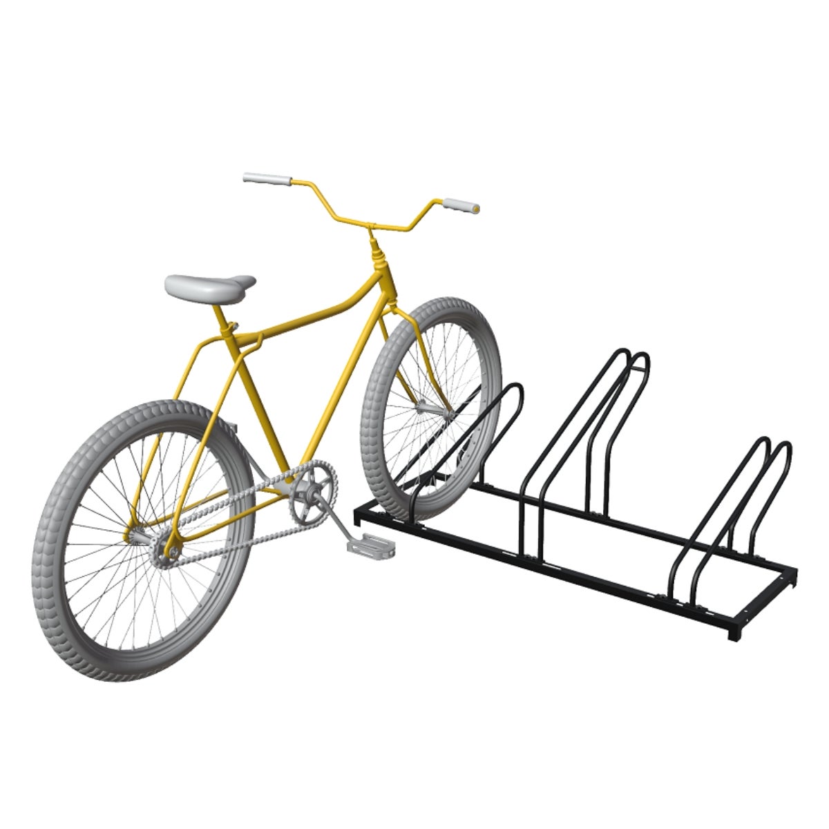 Fietsenrek Zwart Geschikt voor 3 Fietsen of Fatbikes - 118 x 37 x 35/44 cm Verstelbaar Rek