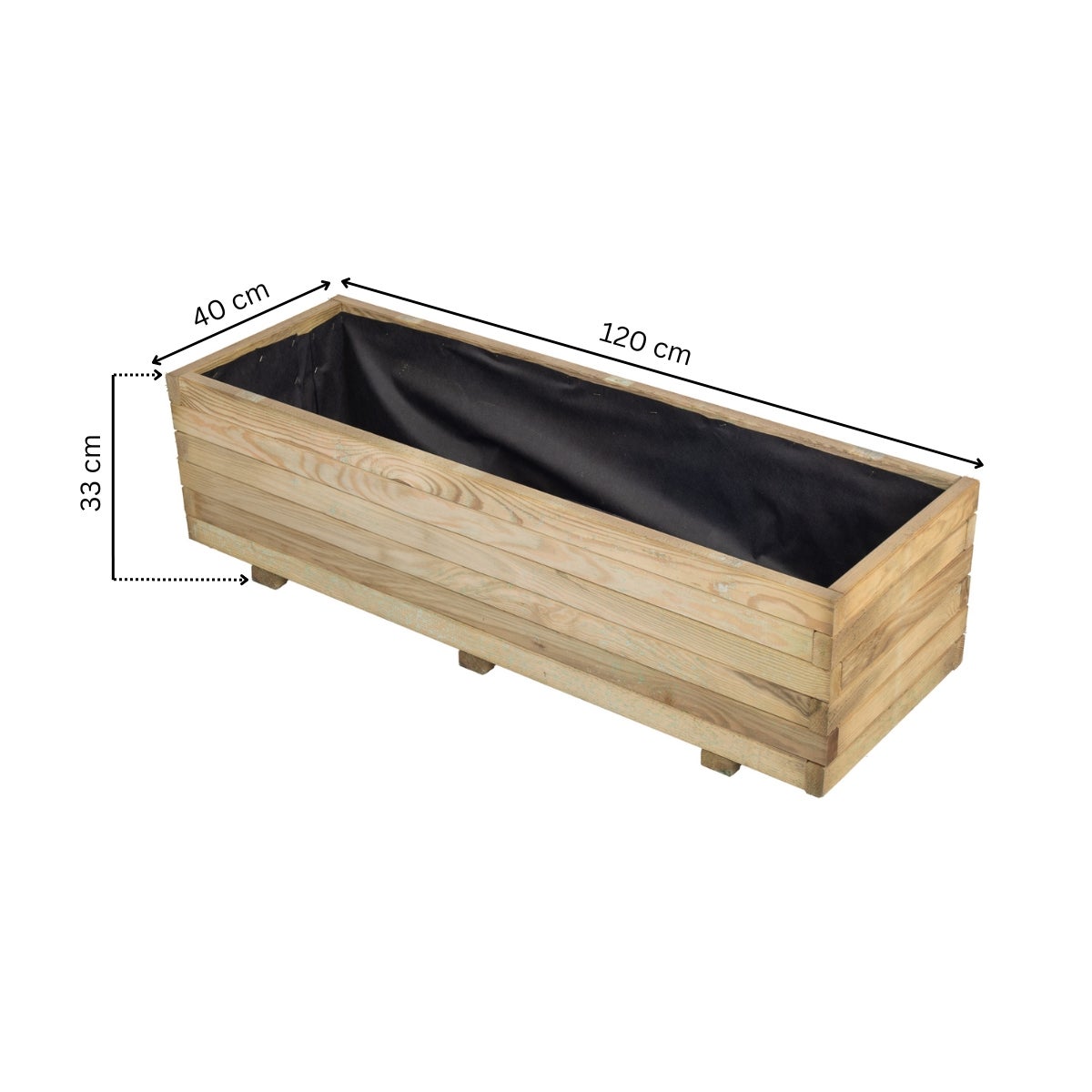 Plantenbak met Worteldoek Grenen 120 x 40 cm