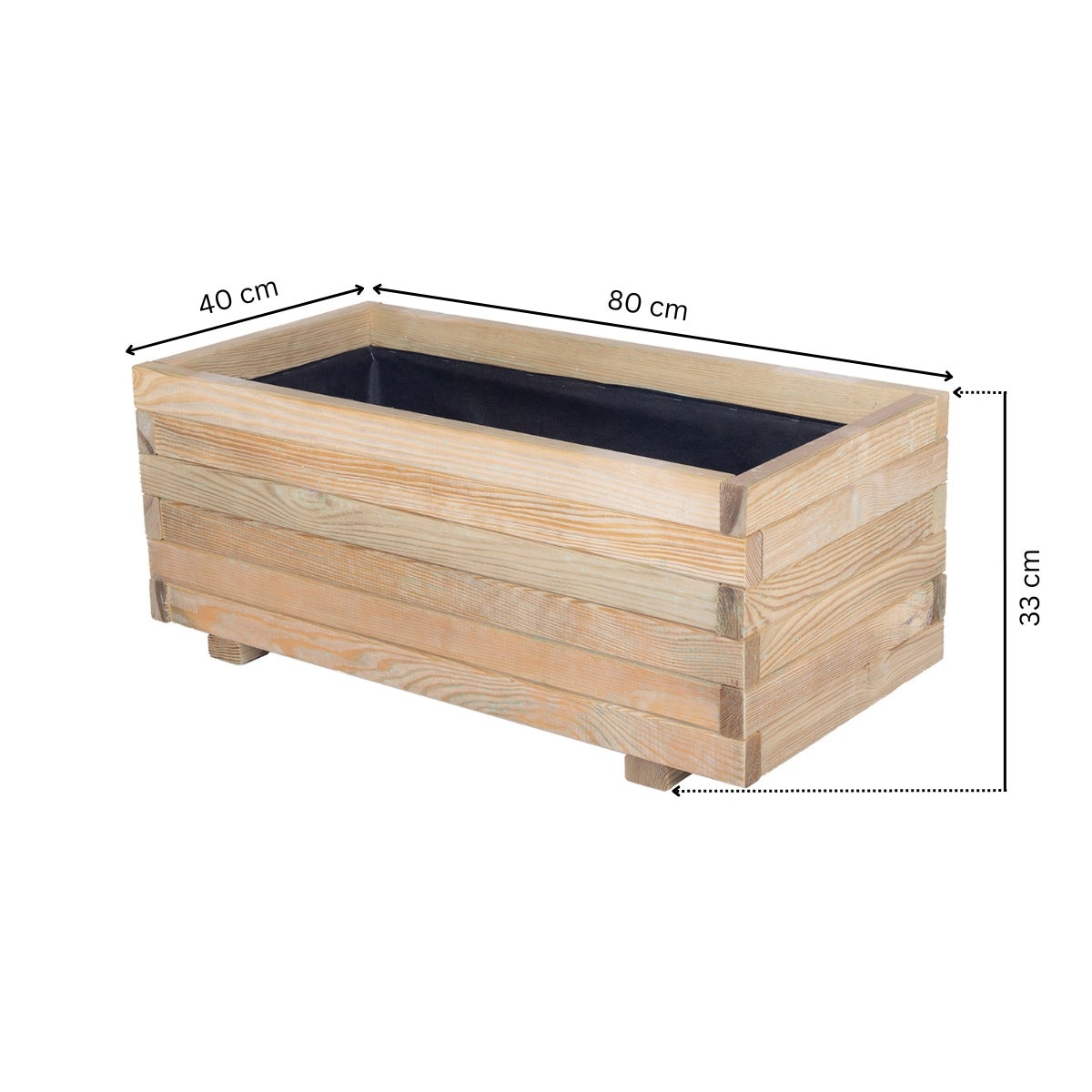 Plantenbak met Worteldoek Grenen 80 x 40 cm