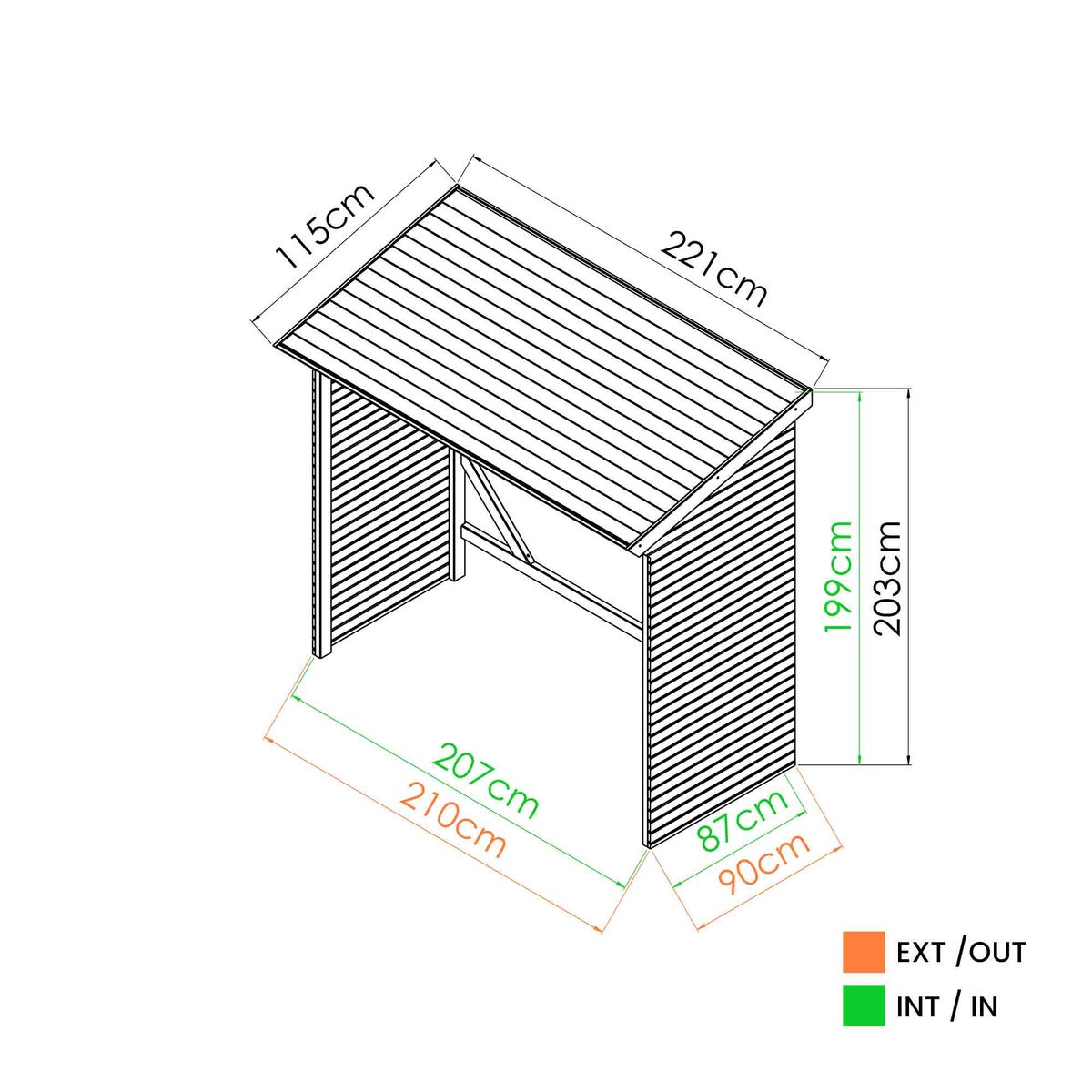Haardhout berging Memphis XL 221 cm