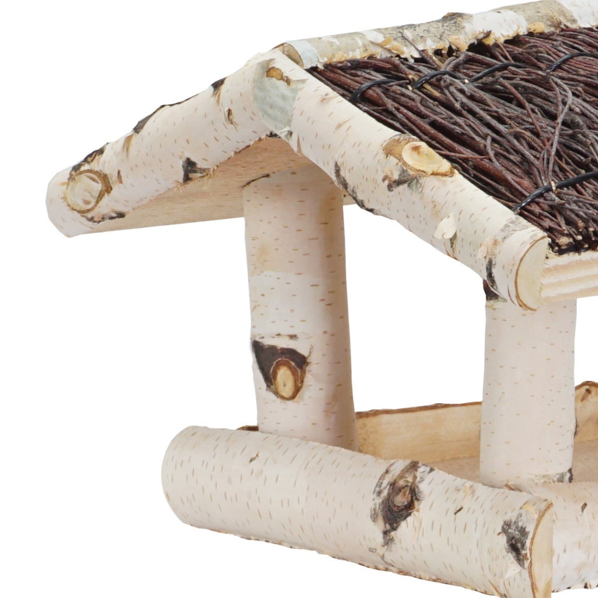 Vogelvoederhuis Hangend van Berkenhout met Kreupelhouten Dak