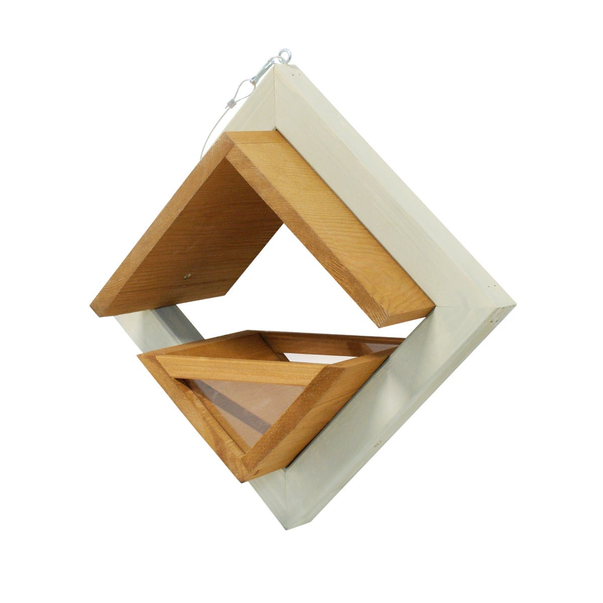 Vogelvoederhuis Hangend Eiken Kleur Met Plexiglas - Ruit Design