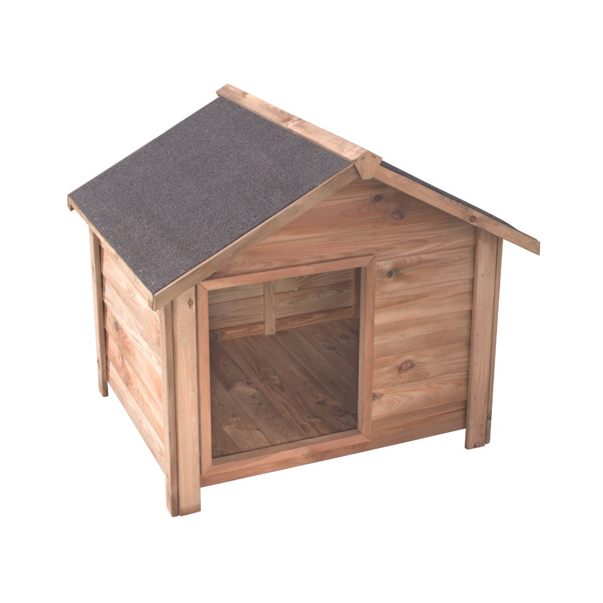 Hondenhok Willow Puntdak met Dakleer Hout - Klein 90 x 80 cm