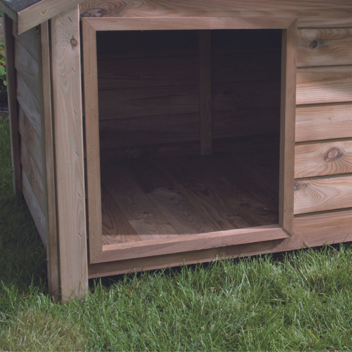 Hondenhok Willow Puntdak met Dakleer Hout - Klein 90 x 80 cm