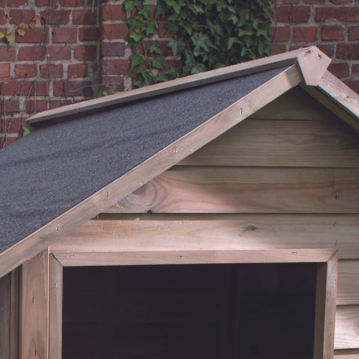 Hondenhok Willow Puntdak met Dakleer Hout - Klein 90 x 80 cm