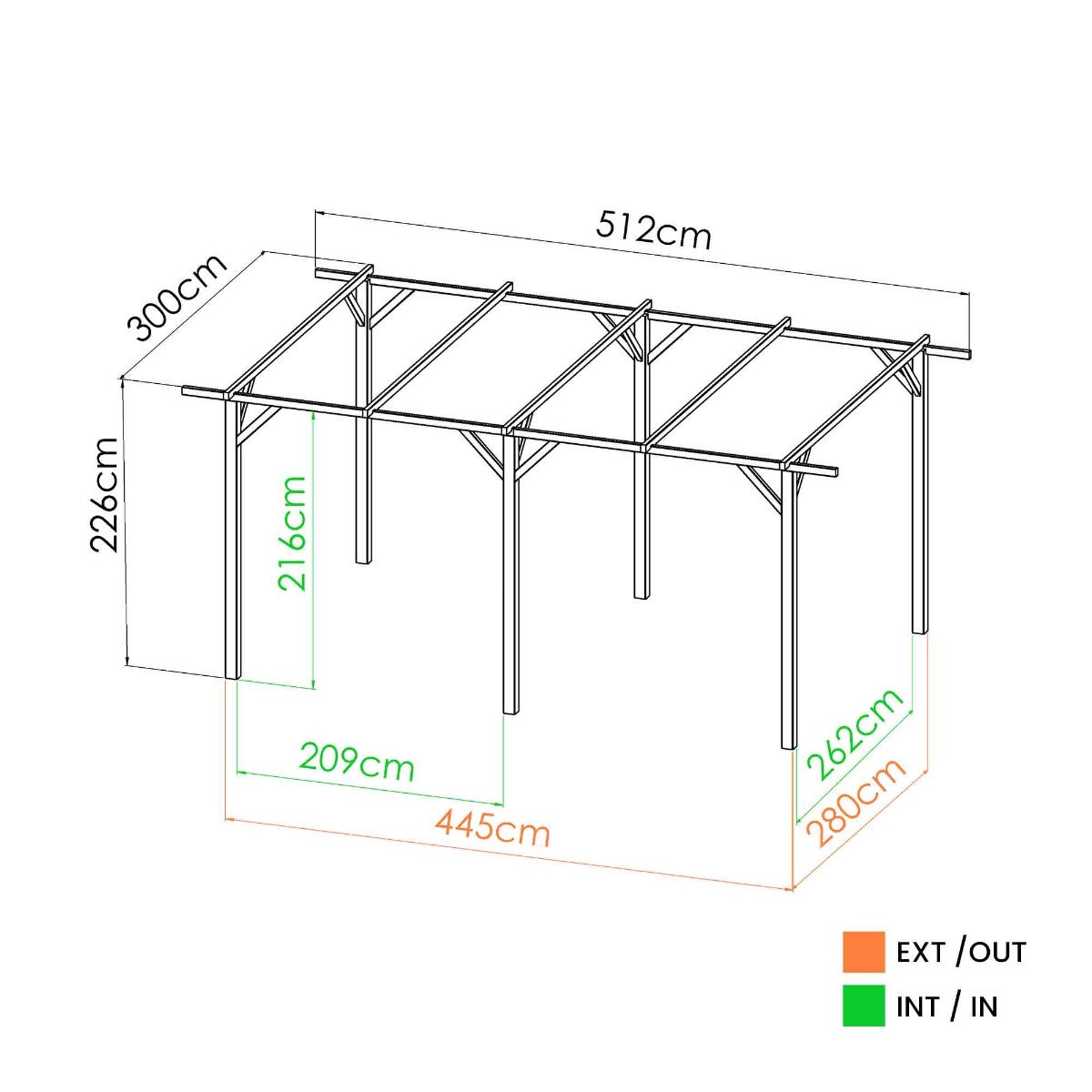 Carport Pergola Henri Geïmpregneerd 512 x 300 cm