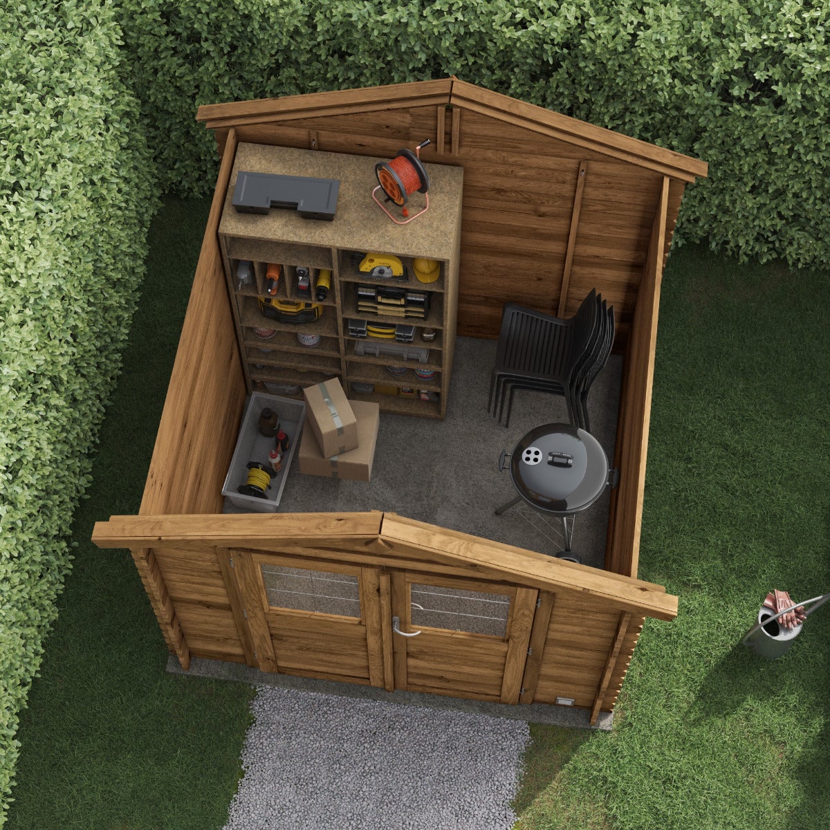 Houten Tuinhuis met Bitumen Dak en Dubbele Deur 269 x 241 cm - 4,9 m²