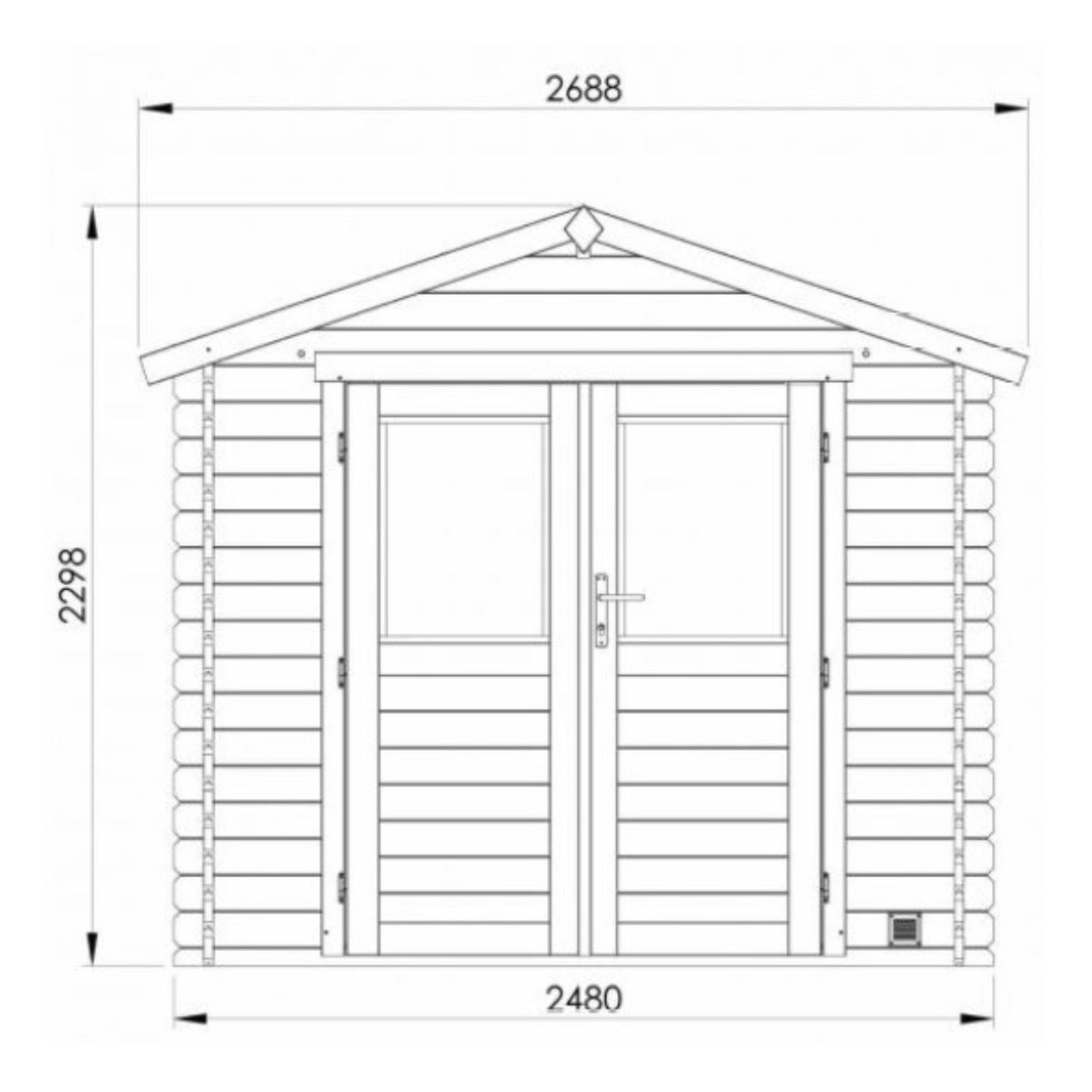 Houten Tuinhuis met Bitumen Dak en Dubbele Deur 269 x 241 cm - 4,9 m²