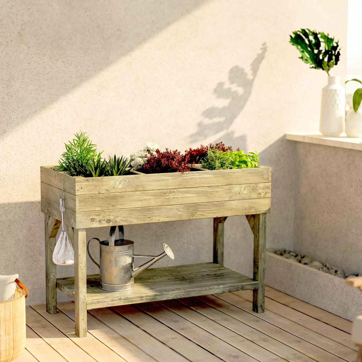 Verhoogde Moestuinbak met Worteldoek Grenen 120 x 60 cm