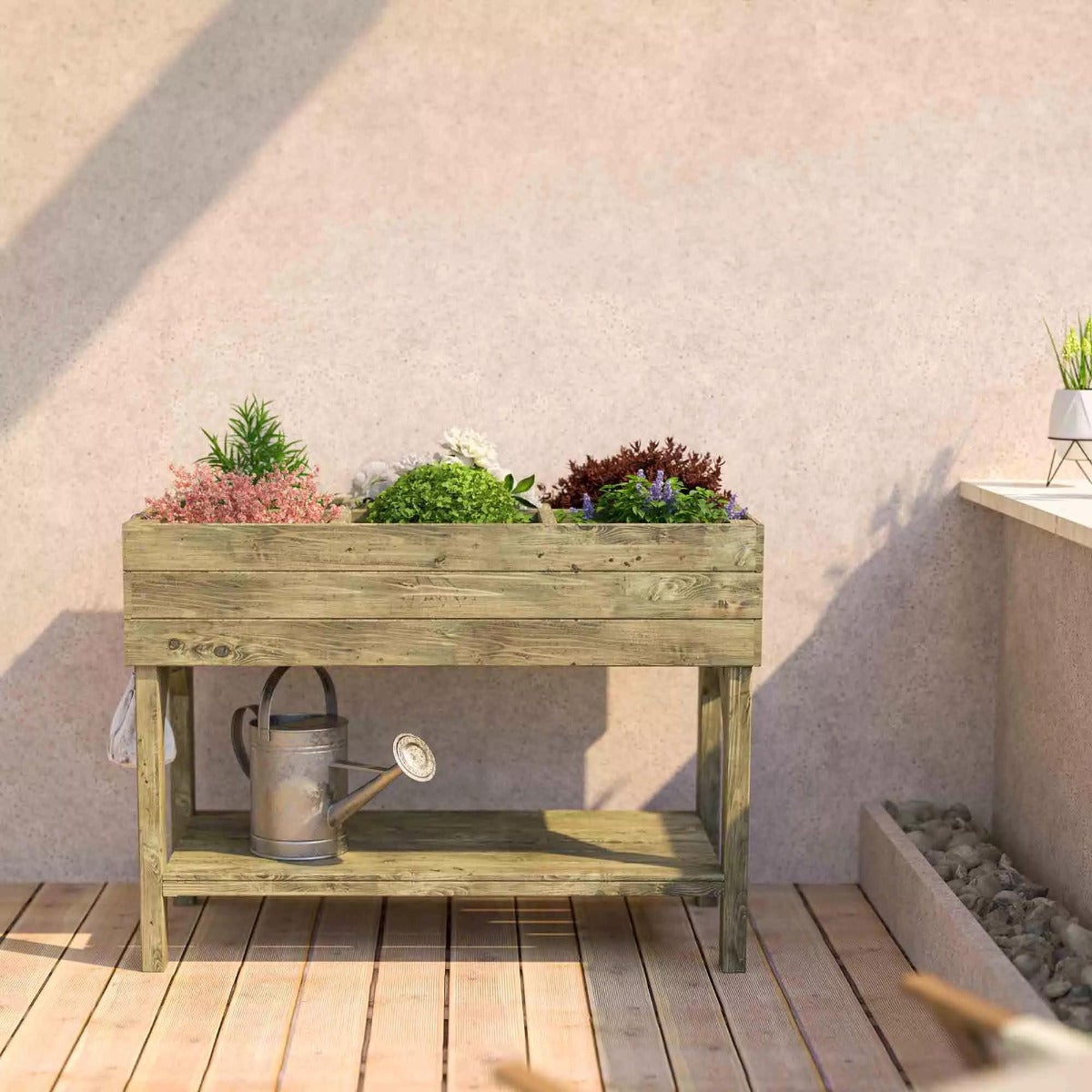 Verhoogde Moestuinbak met Worteldoek Grenen 120 x 60 cm