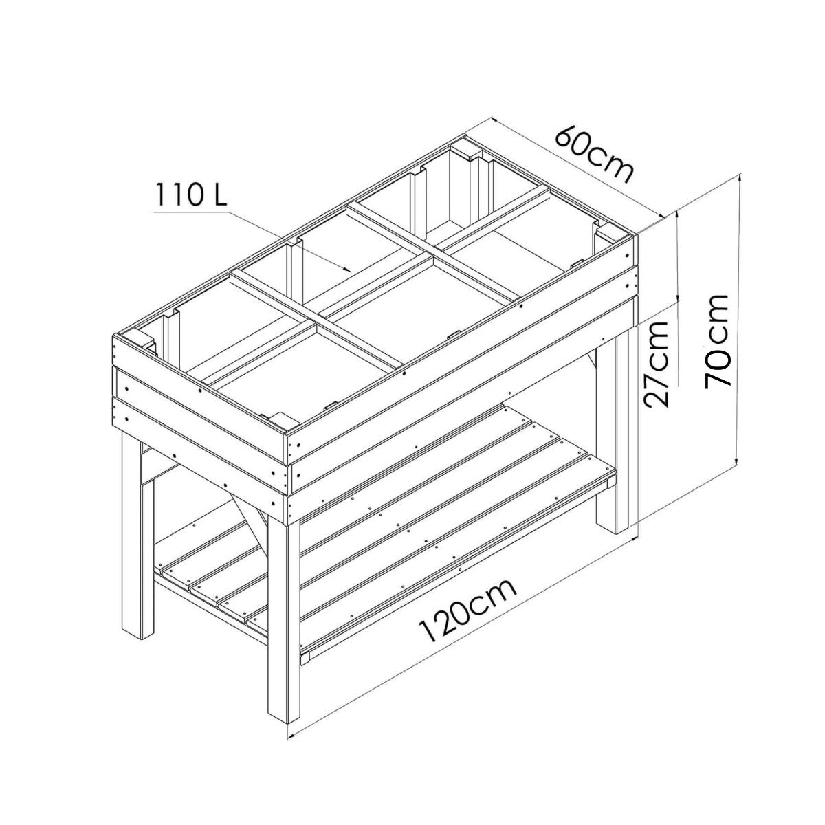 Verhoogde Moestuinbak met Worteldoek Grenen 120 x 60 cm