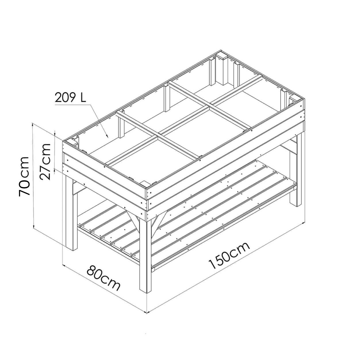 Verhoogde Moestuinbak met Worteldoek Grenen 150 x 80 cm