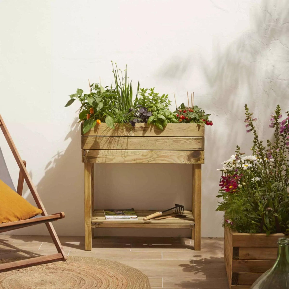 Verhoogde Moestuinbak met Worteldoek Grenen 80 x 40 cm