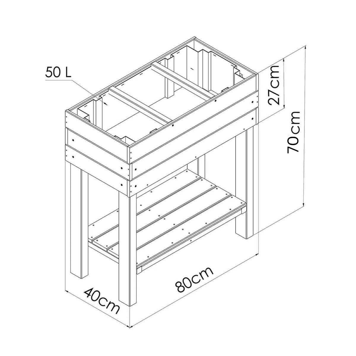 Verhoogde Moestuinbak met Worteldoek Grenen 80 x 40 cm