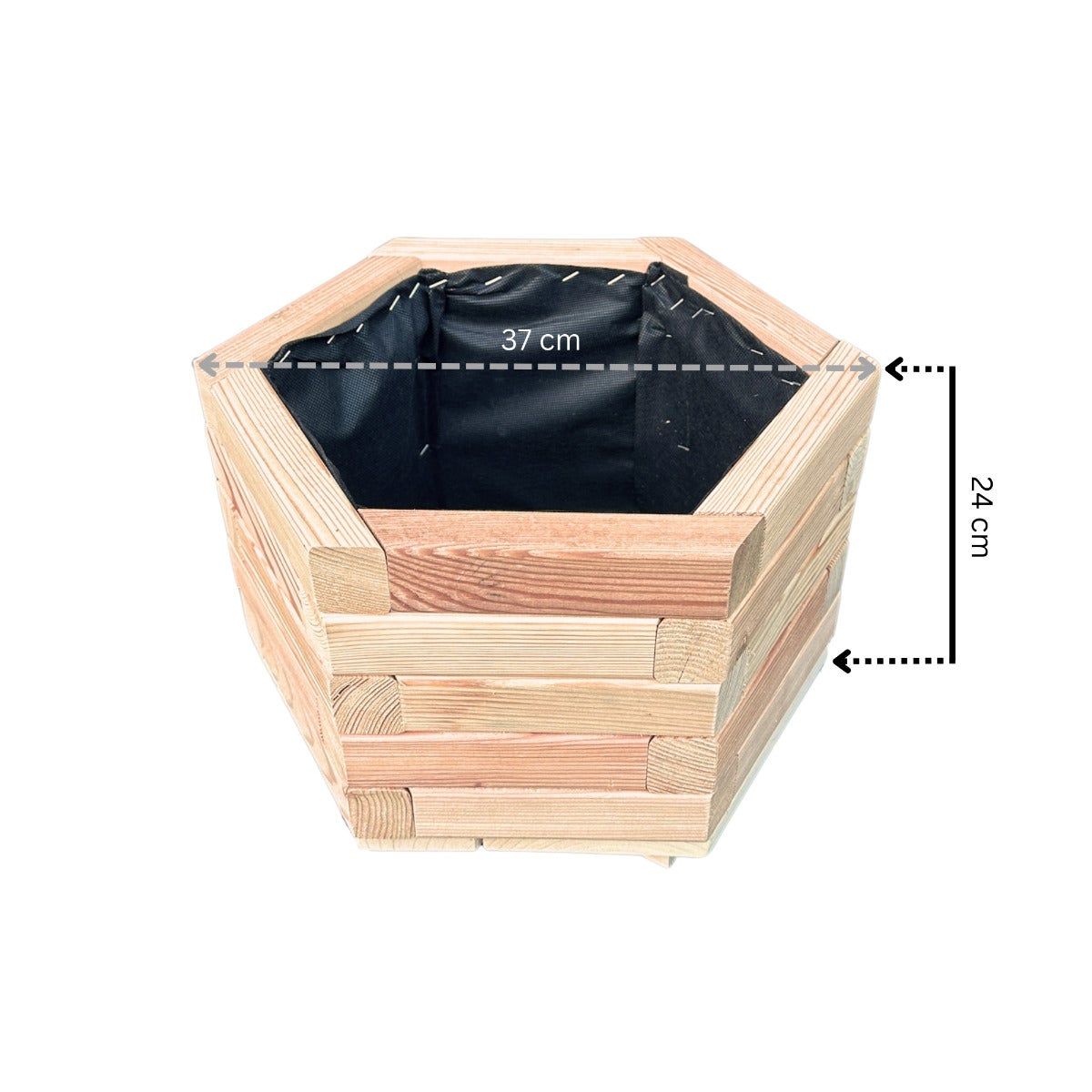 Hexagon Plantenbak 6-Hoek Larikshout Ø37 x 25 cm