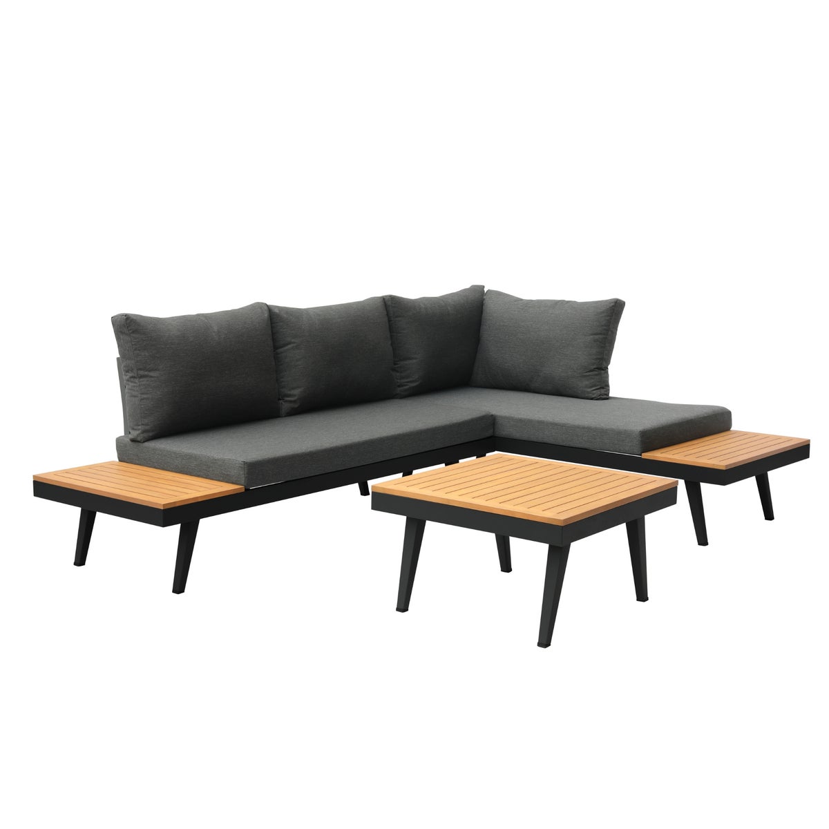 Costa Loungeset Zwart Aluminium 4-delig met Kussens