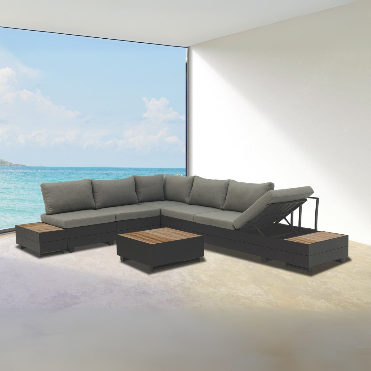 Diego Lounge Tuinset Aluminium met Elementen, Zitkussens en Relax Functie