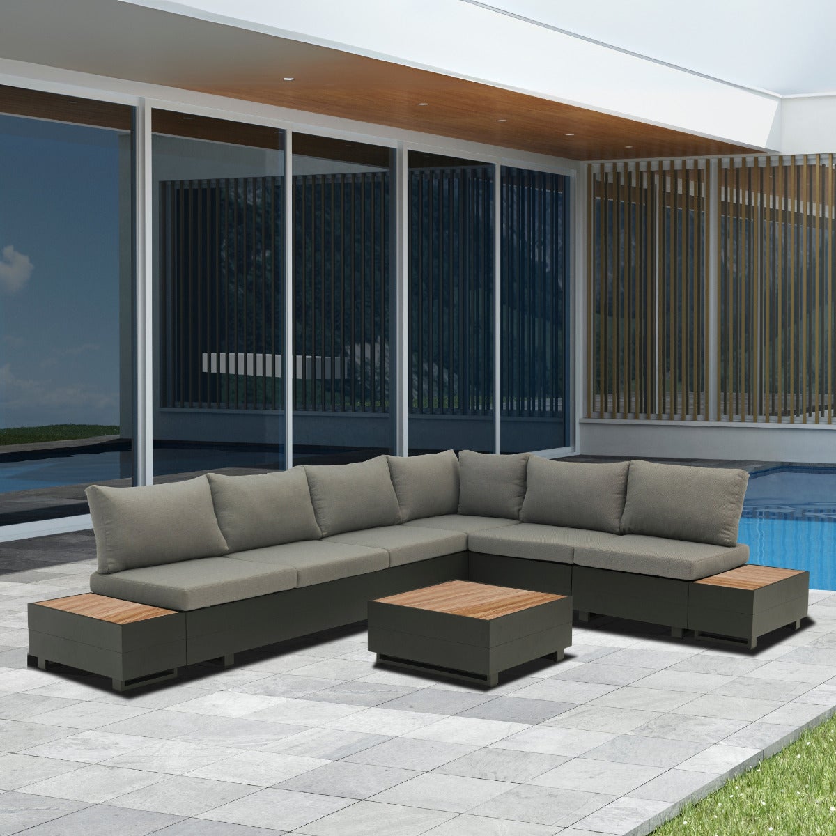 Diego Lounge Tuinset Aluminium met Elementen, Zitkussens en Relax Functie