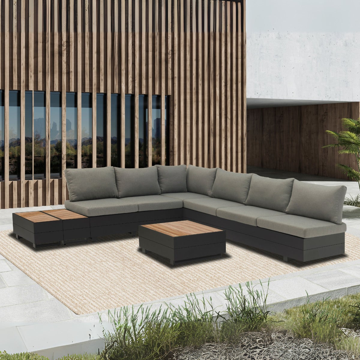 Diego Lounge Tuinset Aluminium met Elementen, Zitkussens en Relax Functie