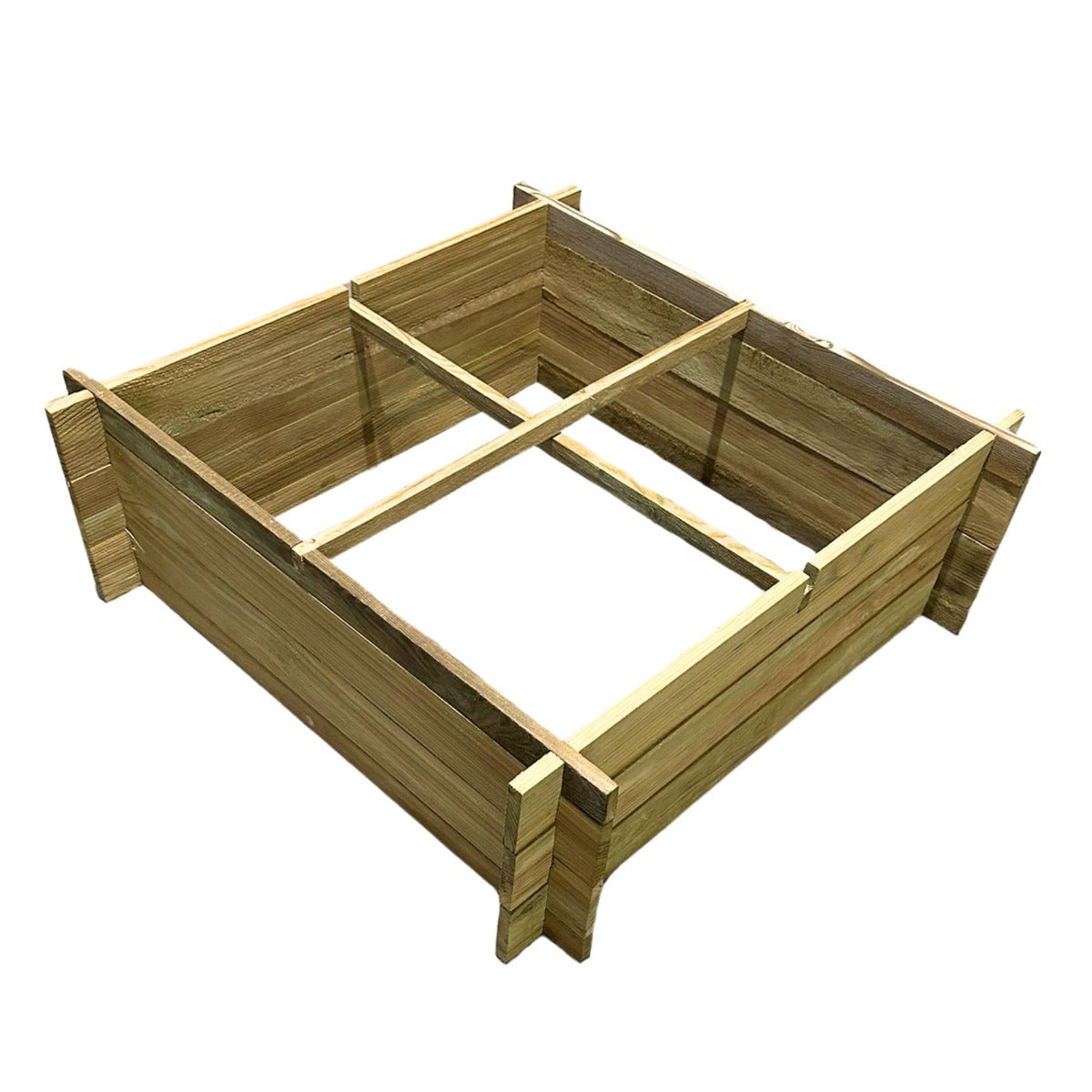 Moestuinbak met 4 Vakken en Worteldoek Geïmpregneerd 80 x 80 x 27 cm