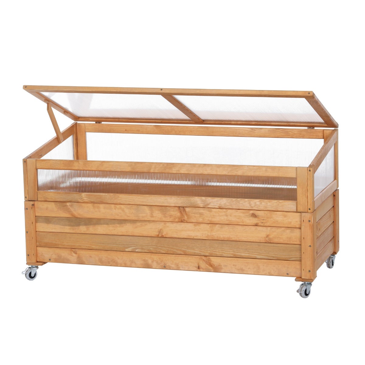 Kweekbak met Kas Deksel op Wielen Eikenlook 118 x 52 x 59 cm