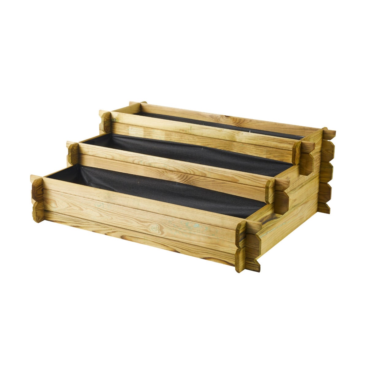 Plantenbak 3 Verdiepingen met Worteldoek Grenen 80 x 100 cm