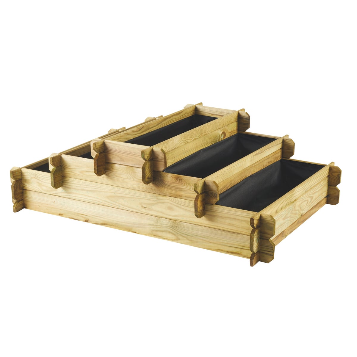 Moestuinbed met 3 Etages en Worteldoek 120 x 80 cm