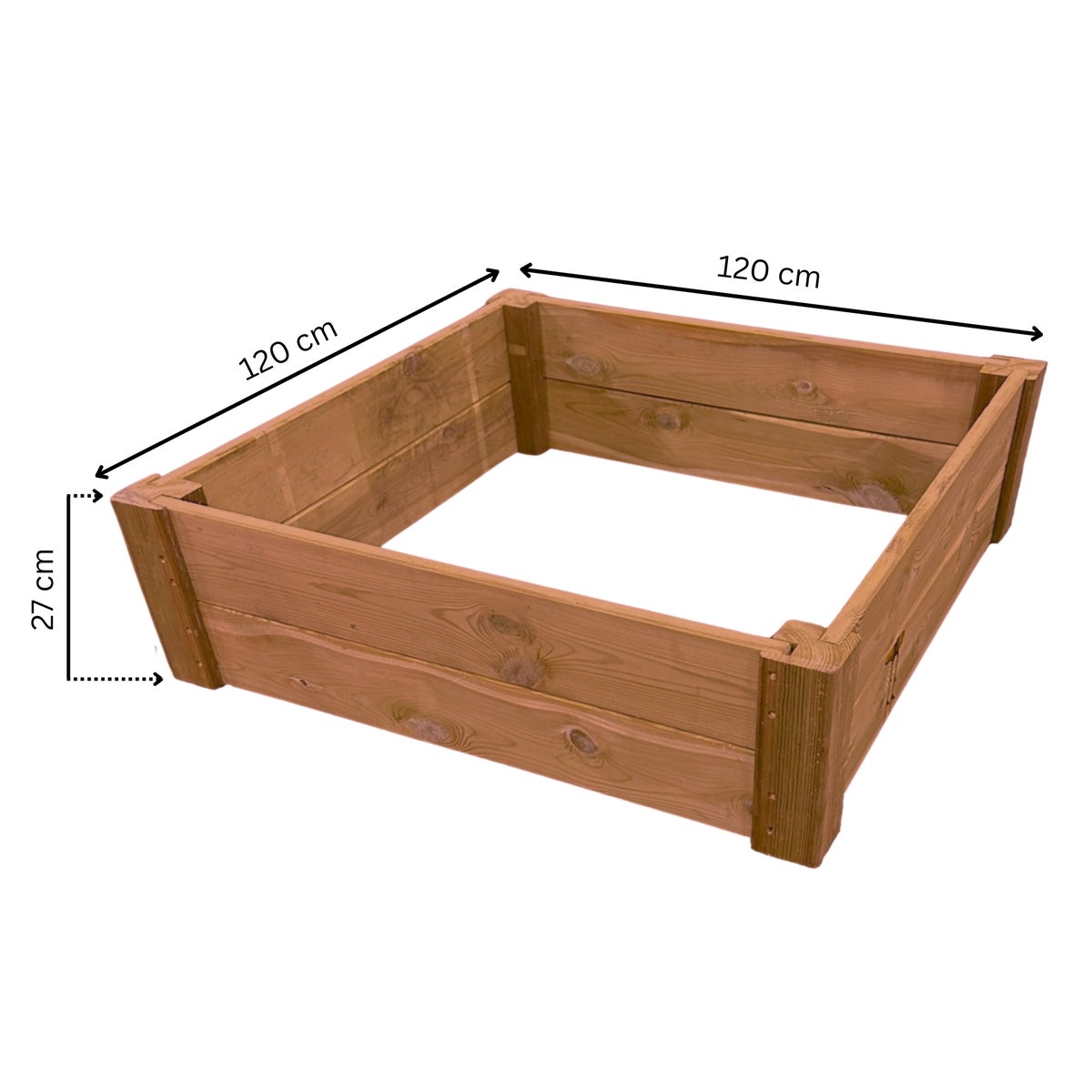 Moestuinbed Bruin met Hoekpalen en Worteldoek Geïmpregneerd 120 x 120 x 27 cm