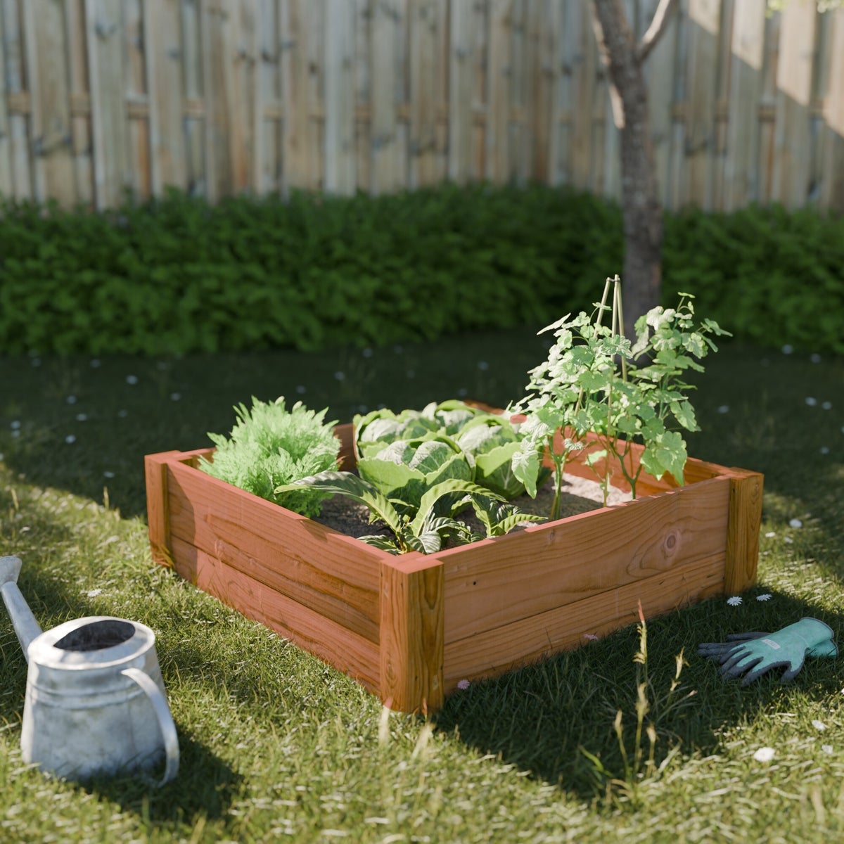 Moestuinbed Bruin met Hoekpalen en Worteldoek Geïmpregneerd 80 x 80 x 27 cm