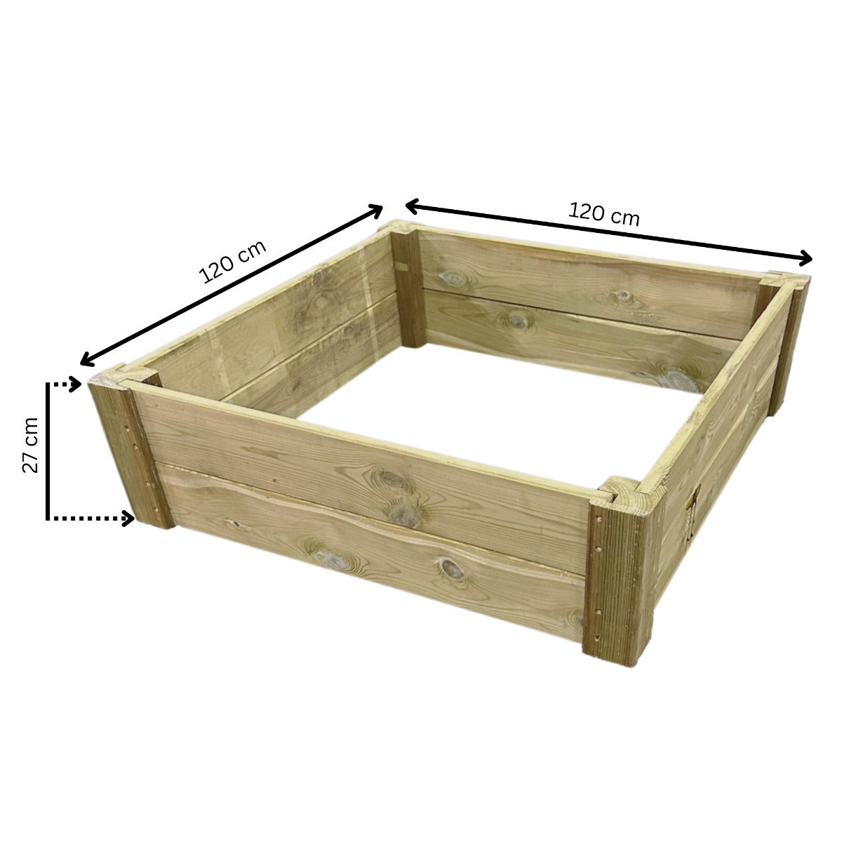 Moestuinbed met Hoekpalen en Worteldoek Geïmpregneerd 120 x 120 x 27 cm