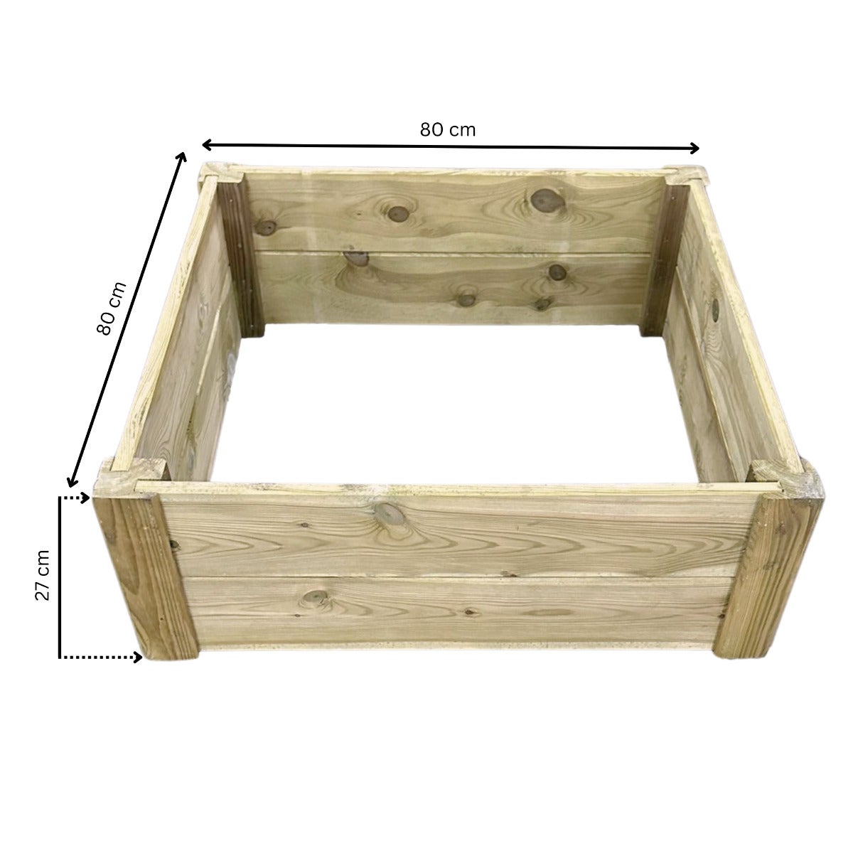 Moestuinbed met Hoekpalen en Worteldoek Geïmpregneerd 80 x 80 x 27 cm