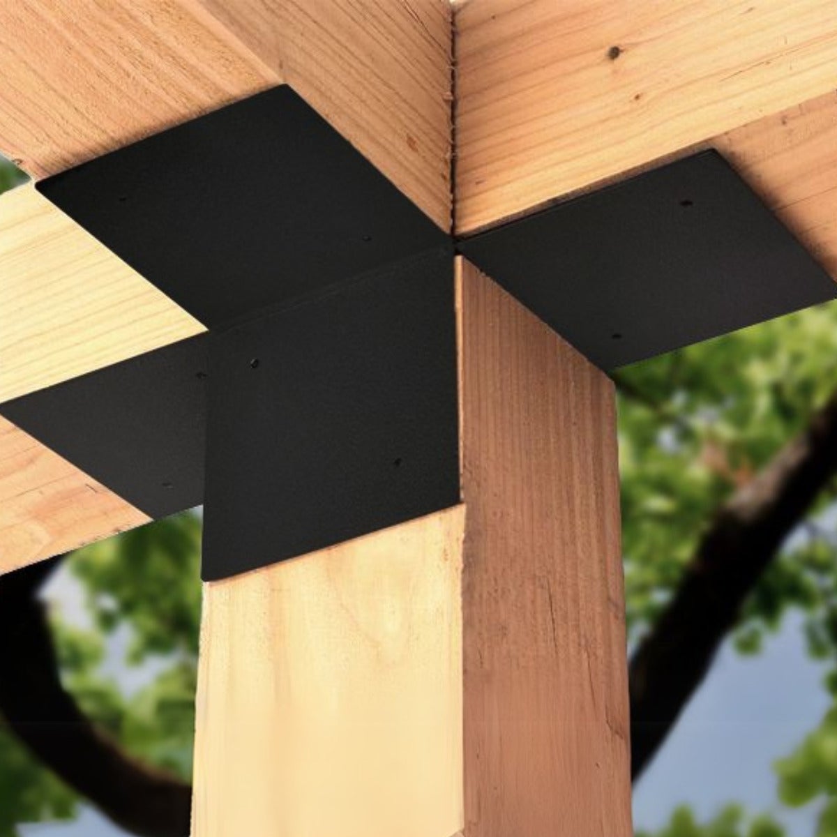 Pergola Hoekverbinding Met Verlenging Zwart Gecoat Voor 12 x 12 cm Balken Open Model - Per Stuk