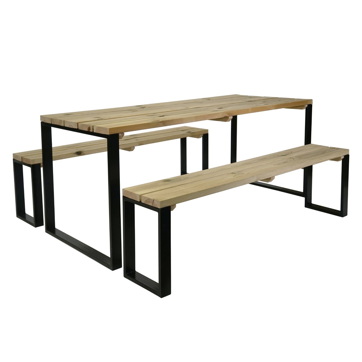 Picknicktafel set met Twee Banken en Stalen Poten 180 cm