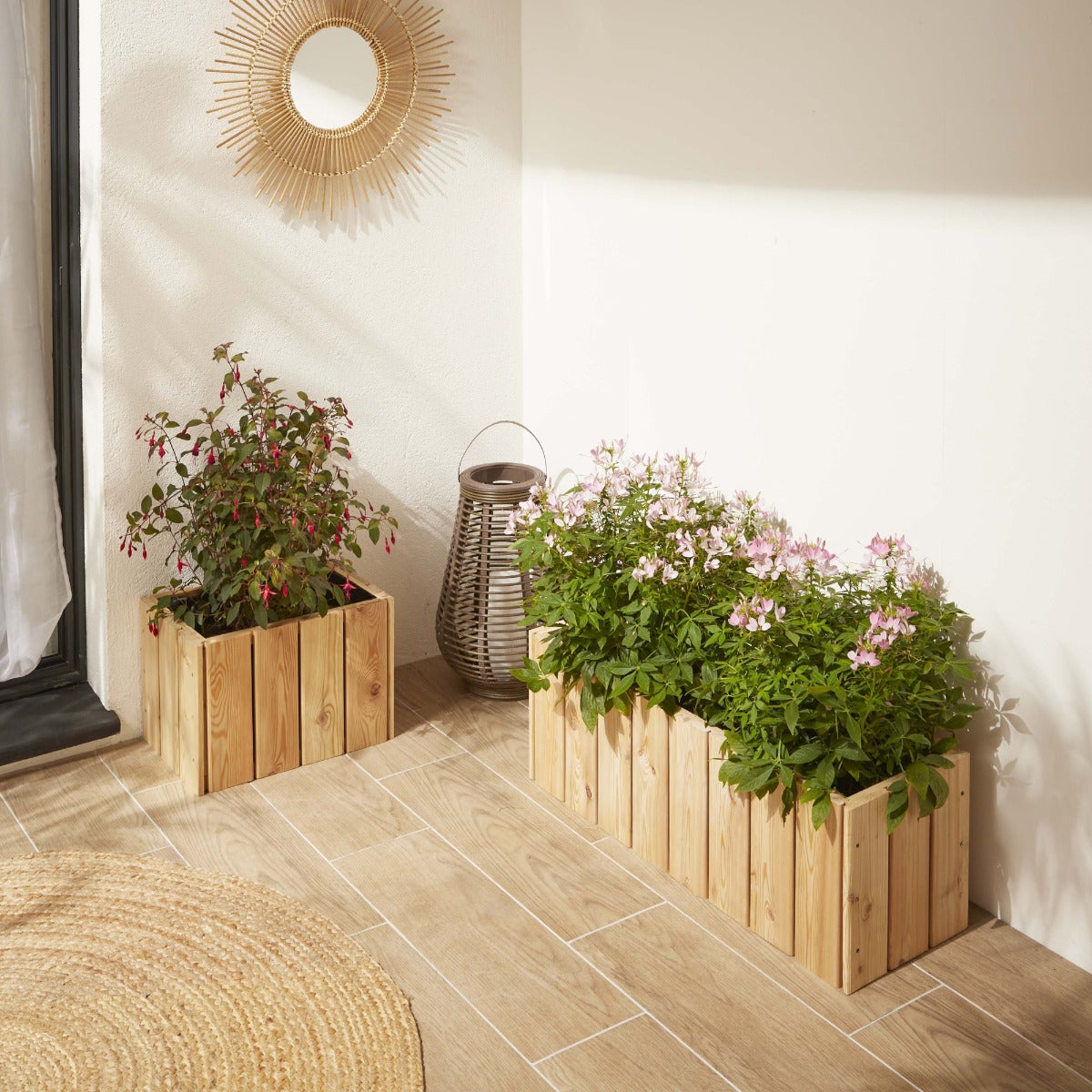 Plantenbak met Worteldoek Larikshout 41,1 x 28 cm