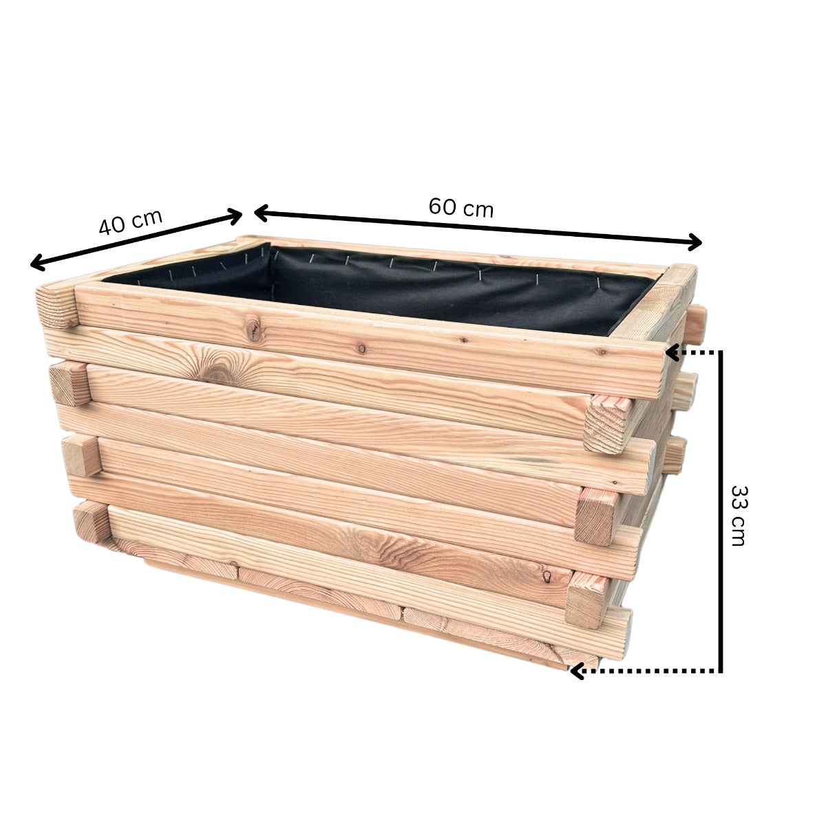 Plantenbak Larikshout Rechthoekig met Worteldoek 60 x 40 cm