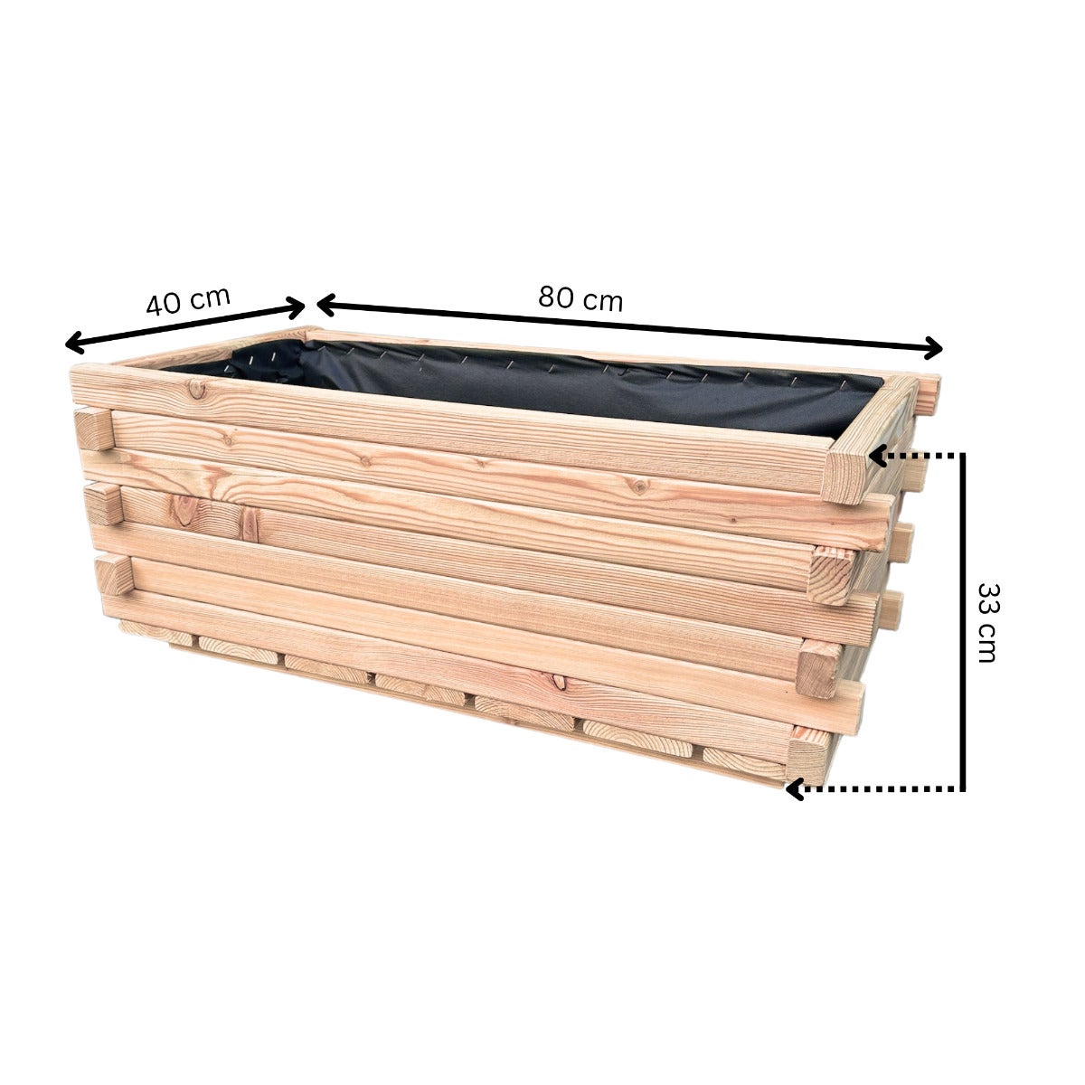 Plantenbak Larikshout Rechthoekig met Worteldoek 80 x 40 cm