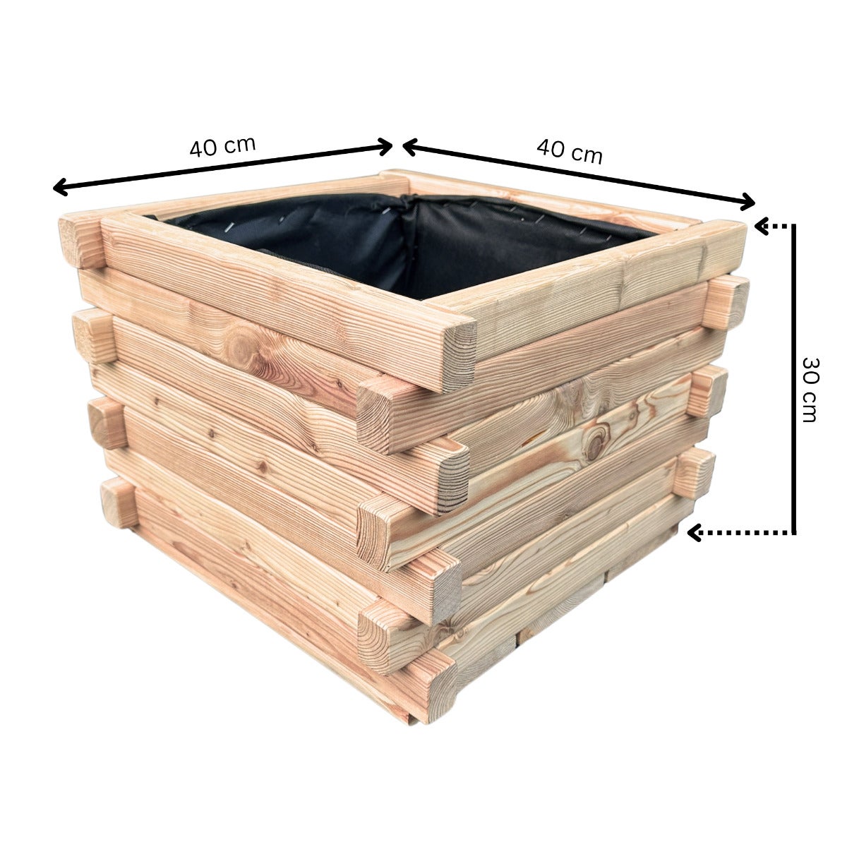 Plantenbak Larikshout Vierkant met Worteldoek 40 x 40 cm