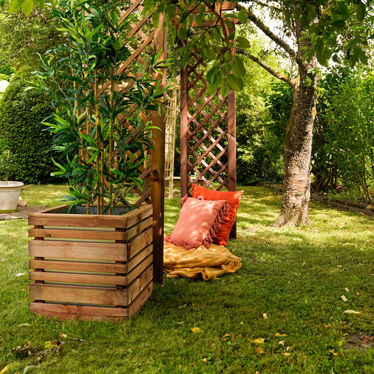 Plantenbak Lyon met Stalen Binnenbak Geïmpregneerd Grenen 50 x 50 cm