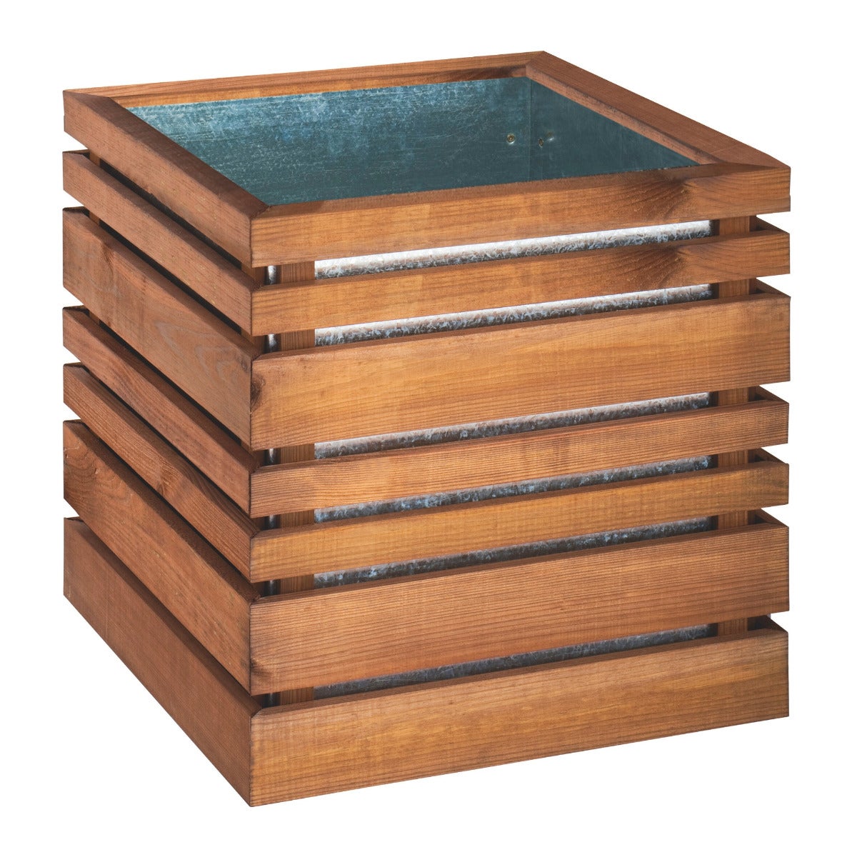 Plantenbak Lyon met Stalen Binnenbak Geïmpregneerd Grenen 50 x 50 cm