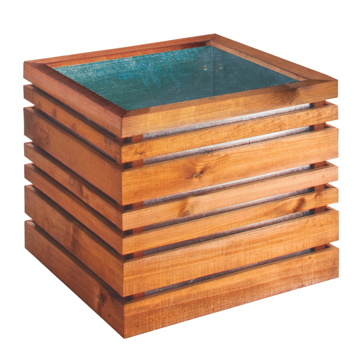 Plantenbak Lyon met Stalen Binnenbak Geïmpregneerd Grenen 60 x 60 cm